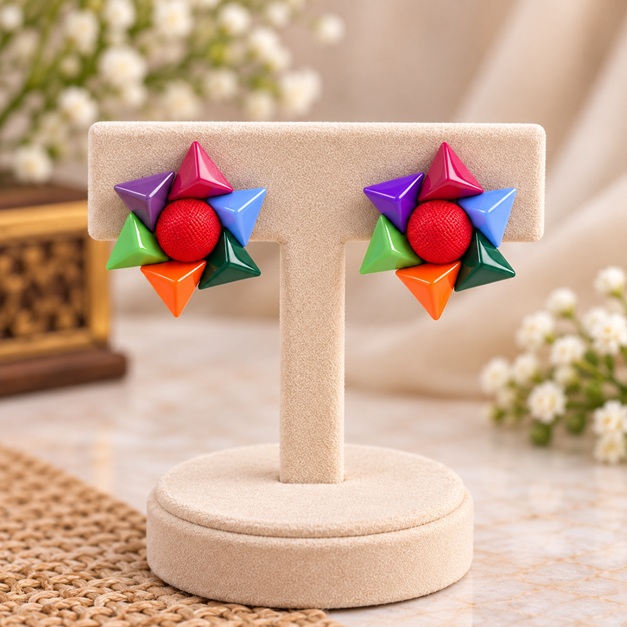 Pyramid chakra Ear studs_502A