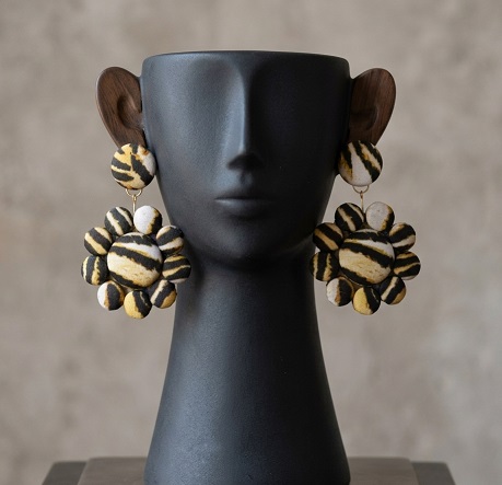 Tiger Bloom Big ear studs_301